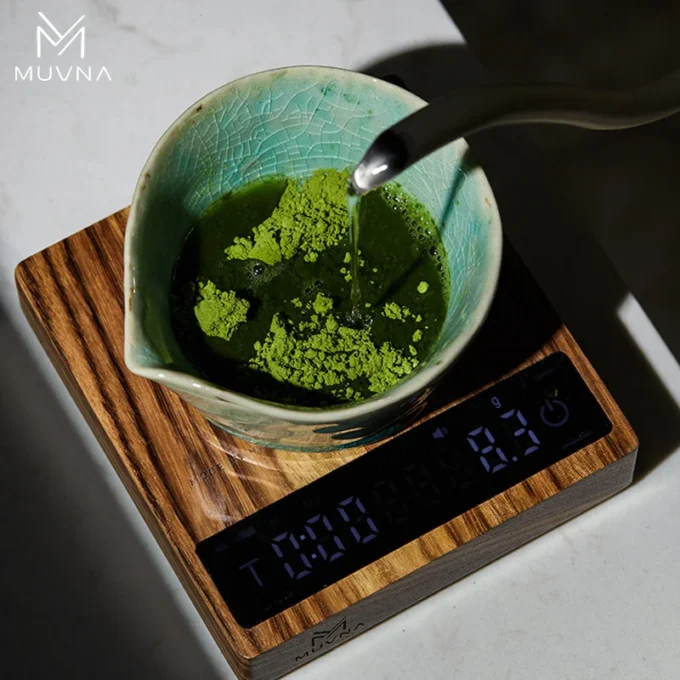 MUVNA Mini Coffee Scale — Walnut, Cherry or Ebony Wood