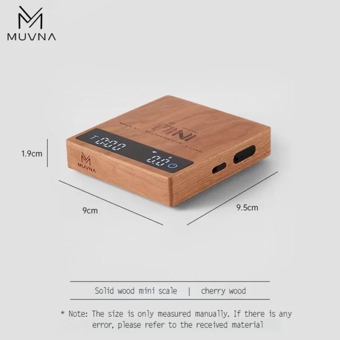 MUVNA Mini Coffee Scale — Walnut, Cherry or Ebony Wood