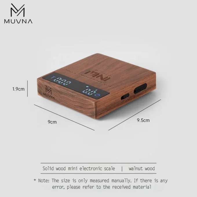 MUVNA Mini Coffee Scale — Walnut, Cherry or Ebony Wood