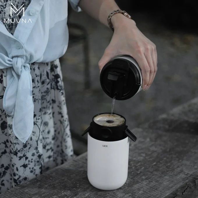 MUVNA 3-in-1 Portable Pour Over Coffee Machine with Grinder