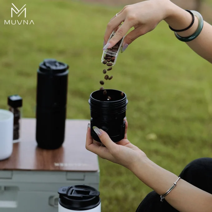 MUVNA 3-in-1 Portable Pour Over Coffee Machine with Grinder
