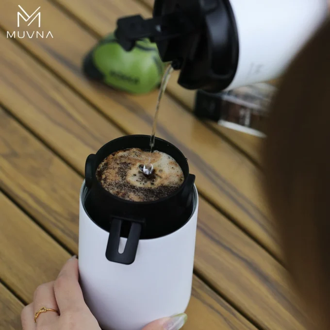 MUVNA 3-in-1 Portable Pour Over Coffee Machine with Grinder