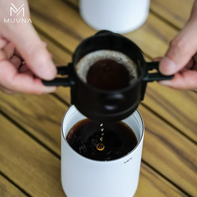 MUVNA 3-in-1 Portable Pour Over Coffee Machine with Grinder