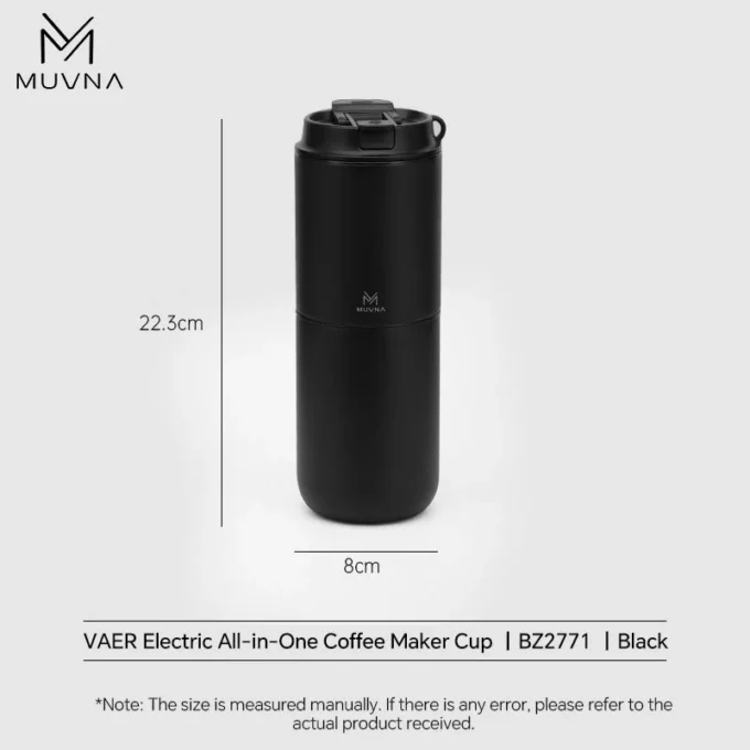MUVNA 3-in-1 Portable Pour Over Coffee Machine with Grinder