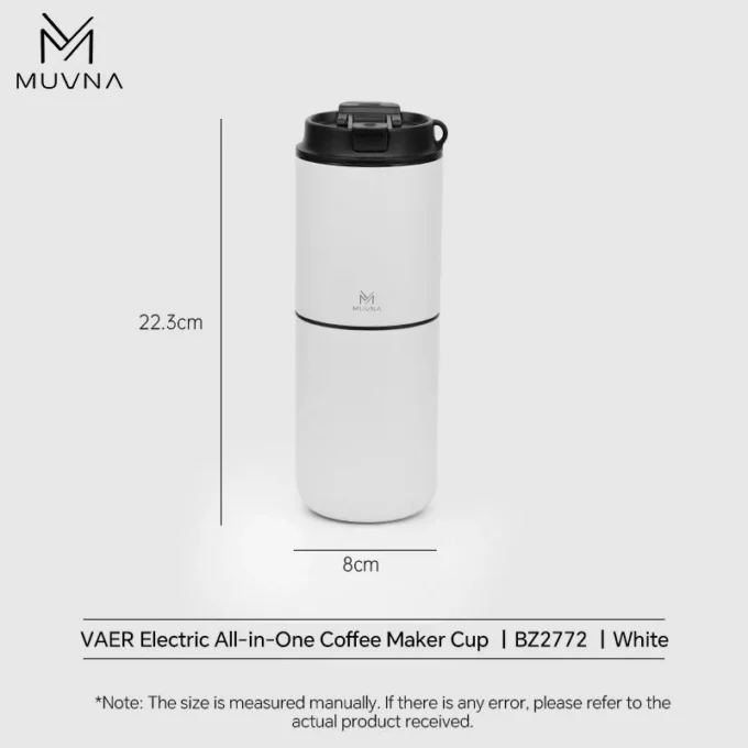 MUVNA 3-in-1 Portable Pour Over Coffee Machine with Grinder