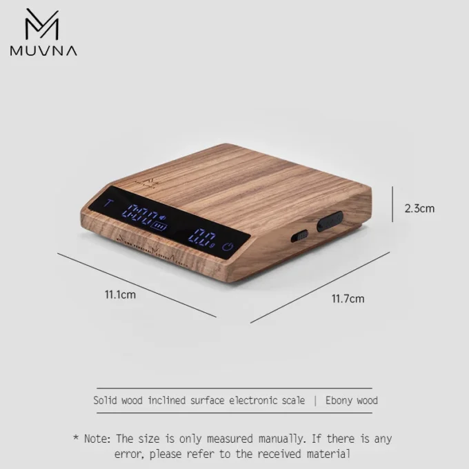 MUVNA Smart Coffee Scale — Inclined Wood Top Model