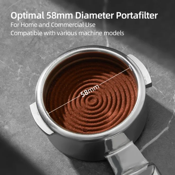 ZeroHero 58mm Double Spout Portafilter — SUS304 Walnut