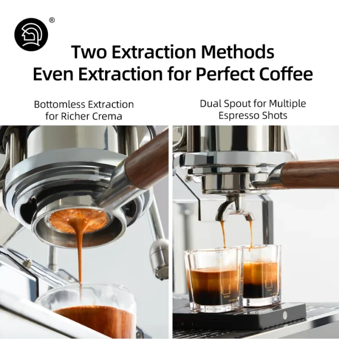 ZeroHero 58mm Double Spout Portafilter — SUS304 Walnut