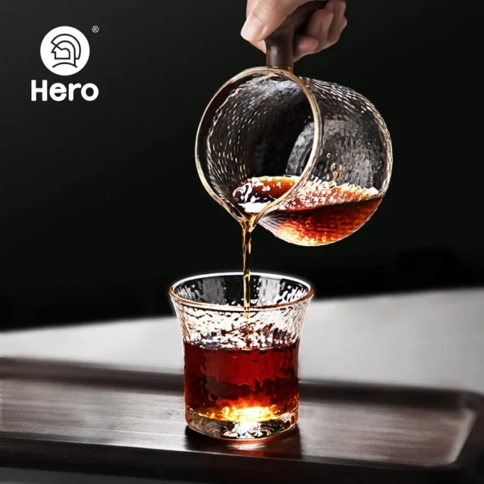 ZeroHero Hammered Glass Coffee Server with Walnut Handle