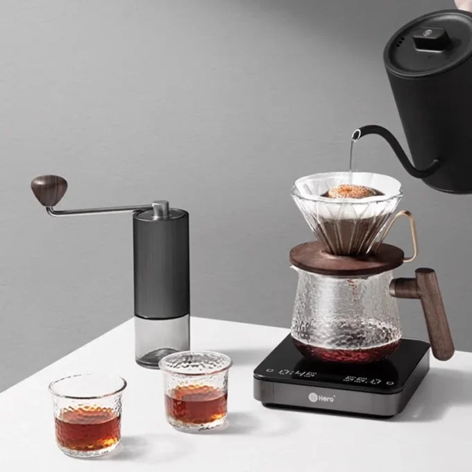 ZeroHero Hammered Pour Over Set — Walnut Kettle & Dripper