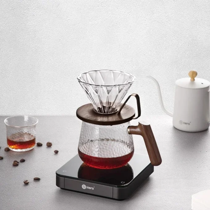 ZeroHero Hammered Pour Over Set — Walnut Kettle & Dripper