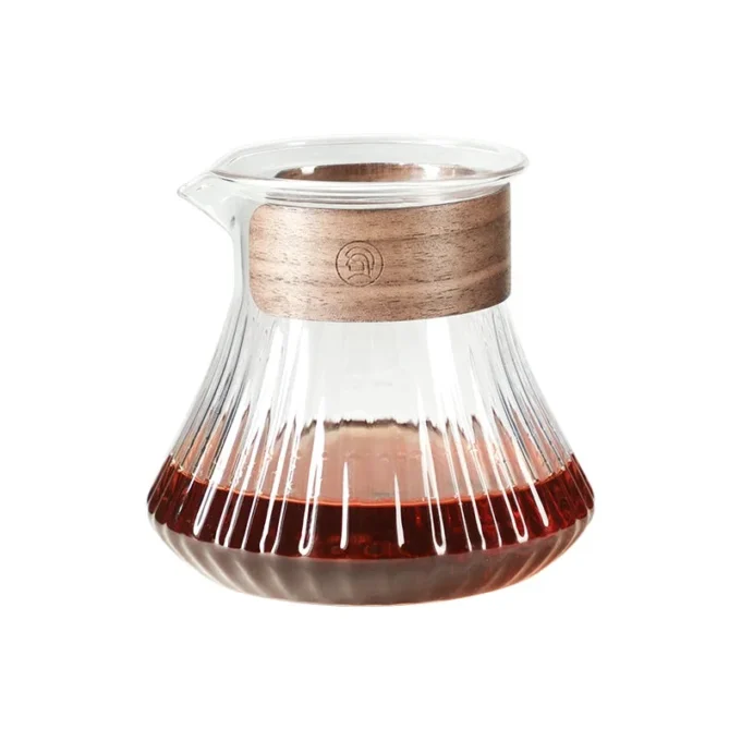 zeroHero Melody Glass Coffee Server - 450ml Fluted Carafe with Bamboo Grip