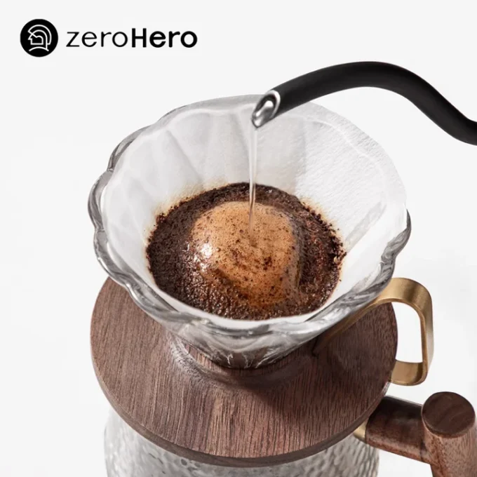 ZeroHero Prisma Walnut Glass Dripper — Faceted Borosilicate