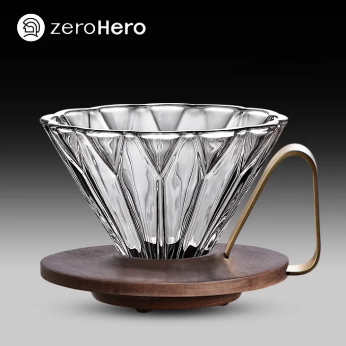 ZeroHero Prisma Walnut Glass Dripper — Faceted Borosilicate