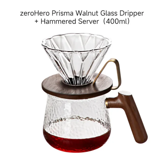 ZeroHero Prisma Walnut Glass Dripper — Faceted Borosilicate