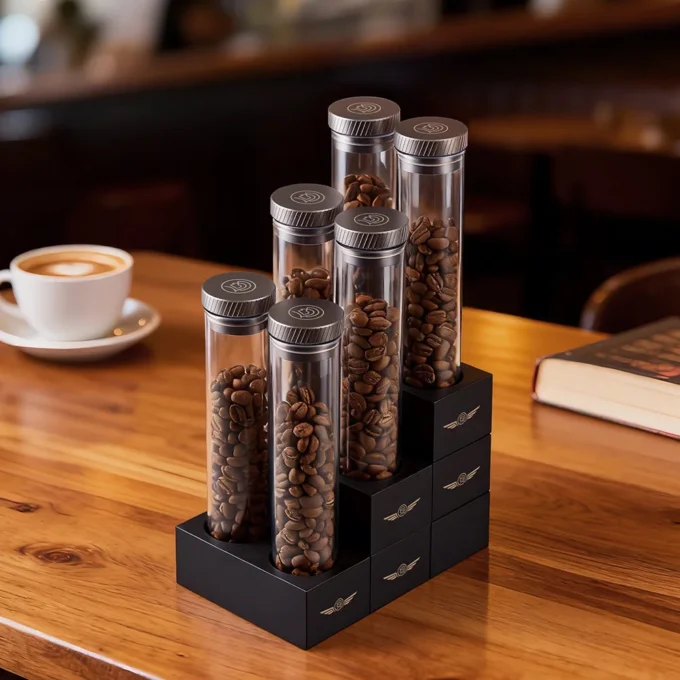 ZeroHero Single Dose Bean Cellar Tubes with Funnel & Rack