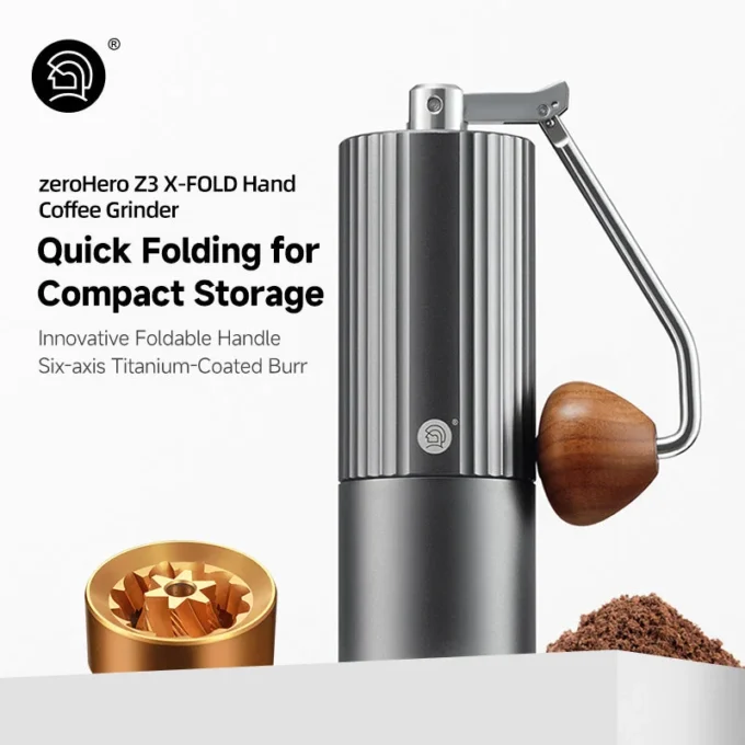 ZeroHero Z3 X-Fold Manual Coffee Grinder — Foldable Handle